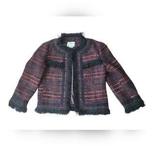 Kate Spade Womens Multi Tweed Fringe Jacket, Size 2